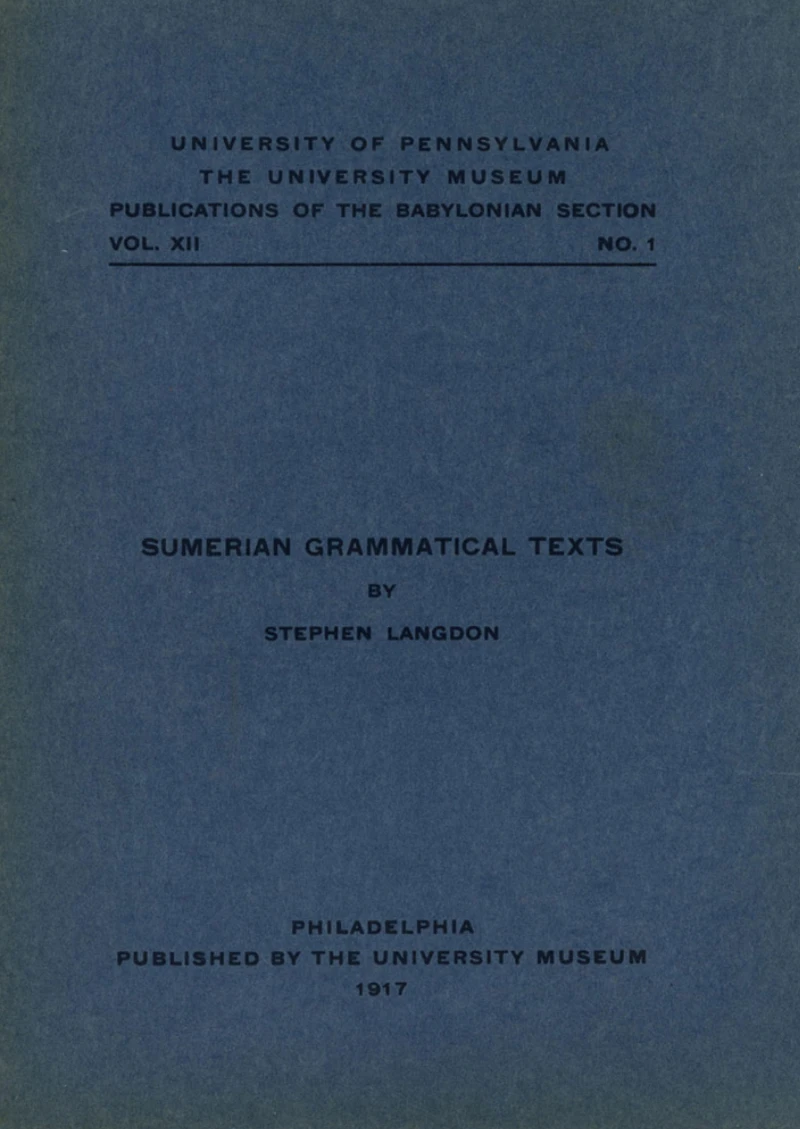 Portada: Sumerian Grammatical Texts