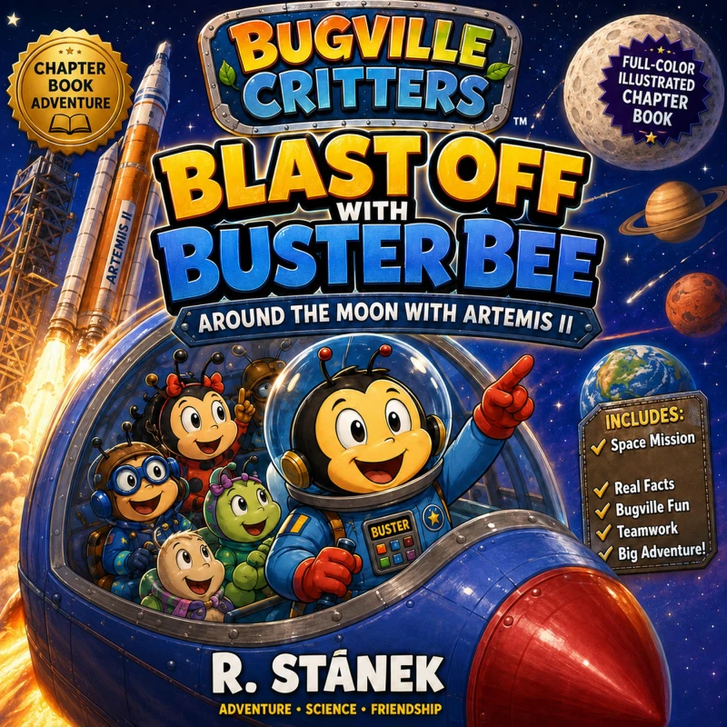 Portada: Blast Off With Buster Bee Around the Moon with Artemis II (A Bugville Critters Story)
