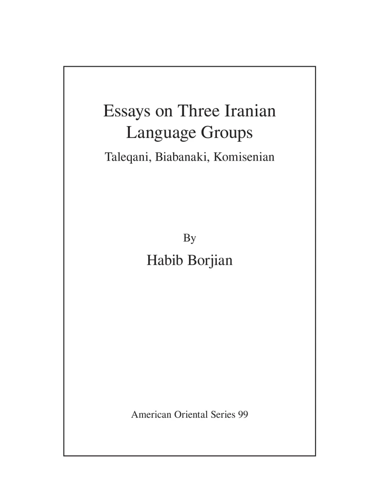 Portada: Essays on Three Iranian Language Groups