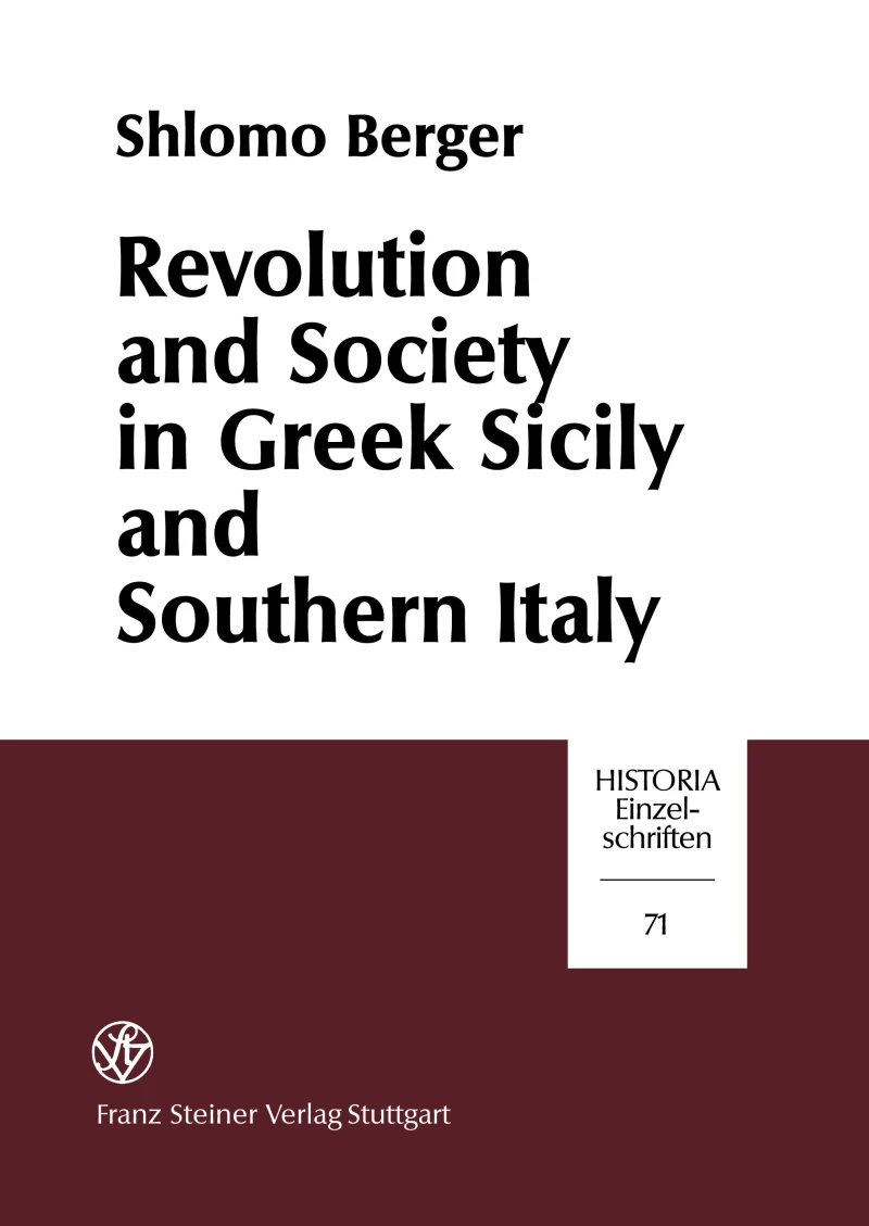 Portada: Revolution and Society in Greek Sicily and Southern Italy