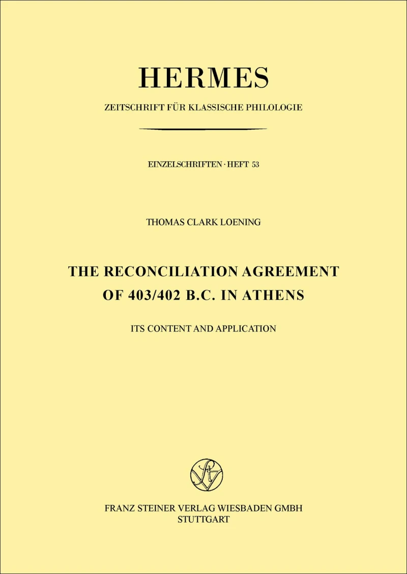 Portada: The Reconciliation Agreement of 403/402 B. C. in Athens