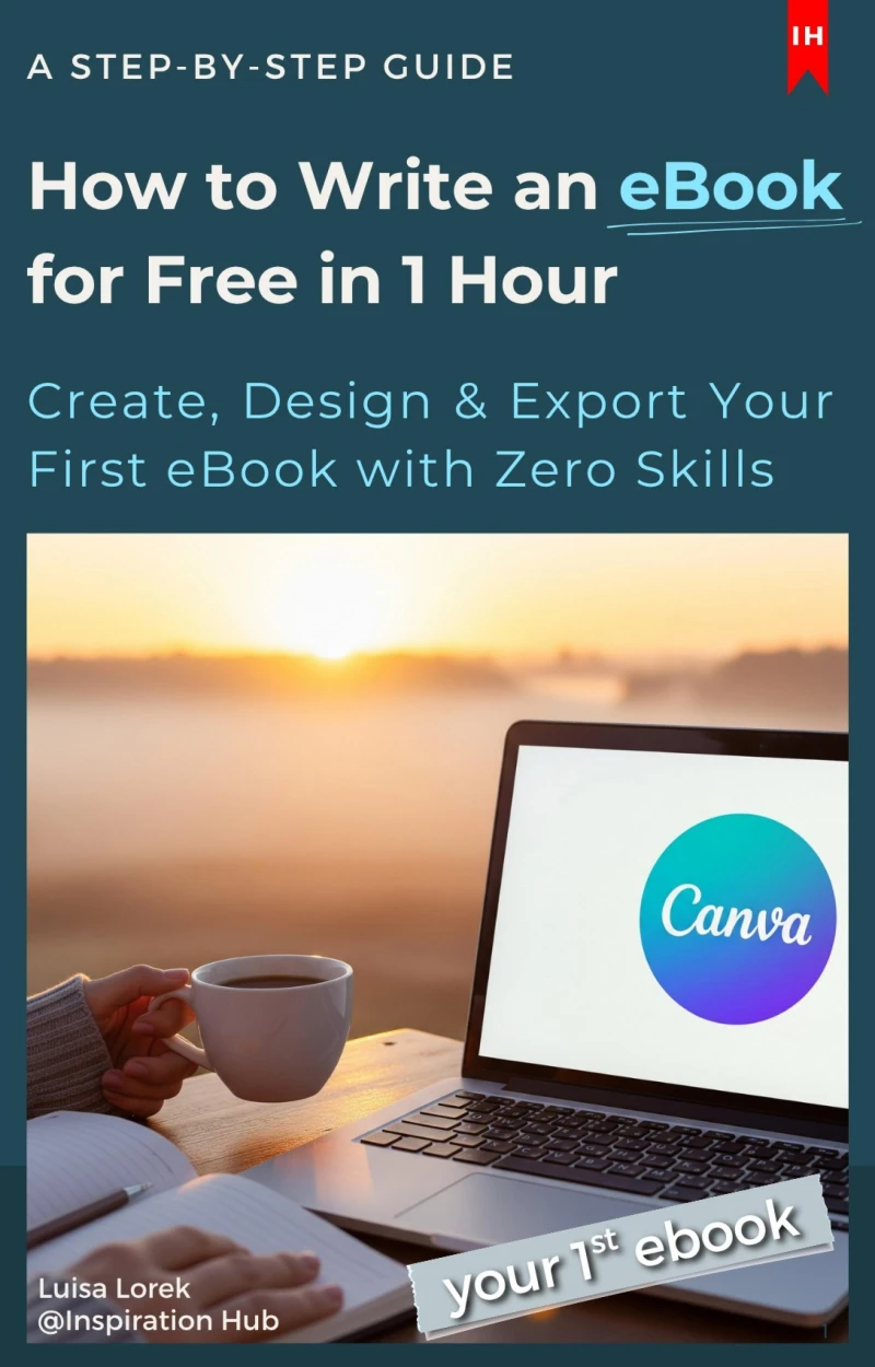 Portada: How to write your 1st ebook in 1h for free with canva step by step guide as ebook #bookmaking #canva