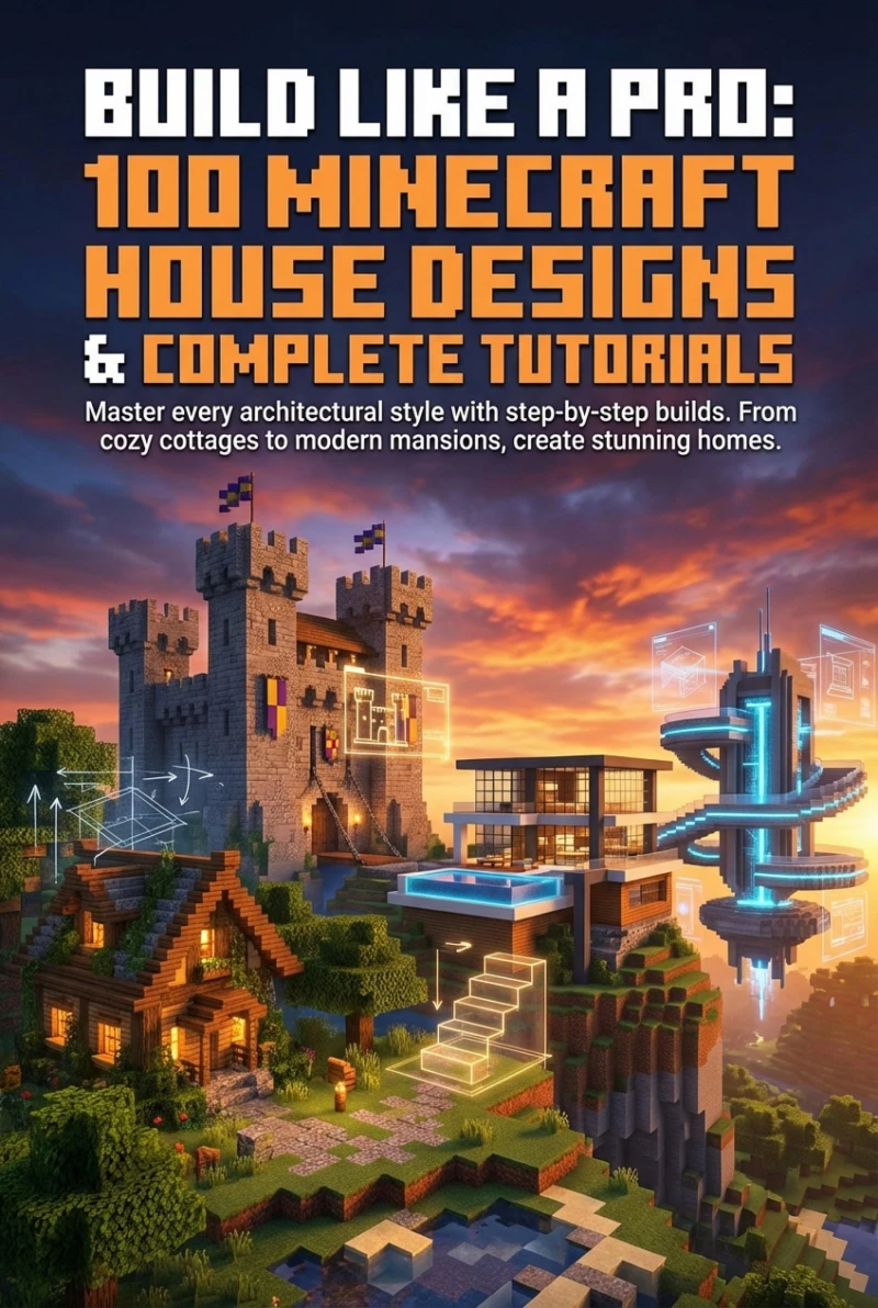Portada: Build Like a Pro: 100 Minecraft House Designs & Complete Tutorials