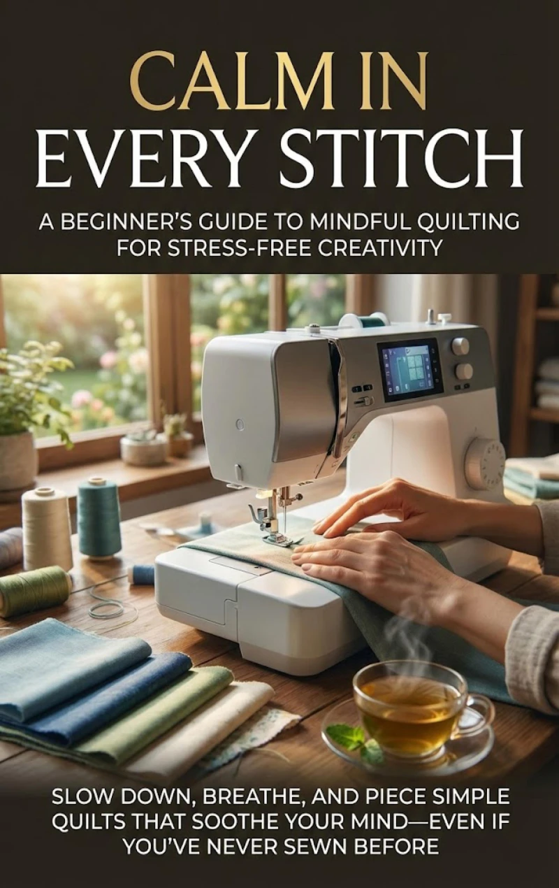 Portada: Calm in Every Stitch: A Beginner's Guide to Mindful Quilting for Stress-Free Creativity