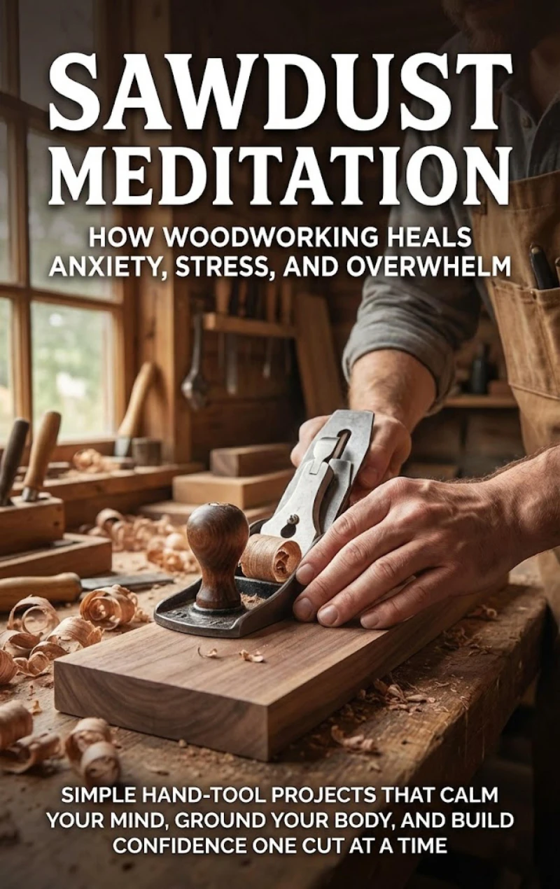 Portada: Sawdust Meditation: How Woodworking Heals Anxiety, Stress, and Overwhelm