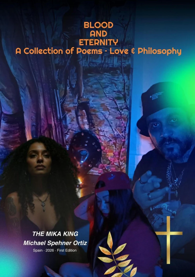 Portada: BLOOD AND ETERNITY A Collection of Poems · Love & Philosophy THE MIKA KING · Michael Spehner Ortiz · Spain · 2026 · First Edition