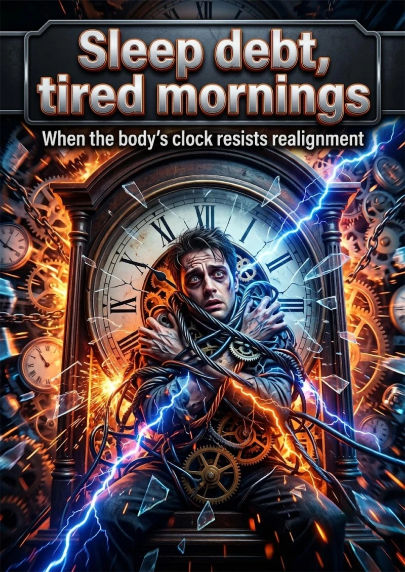 Portada: Sleep debt, tired mornings