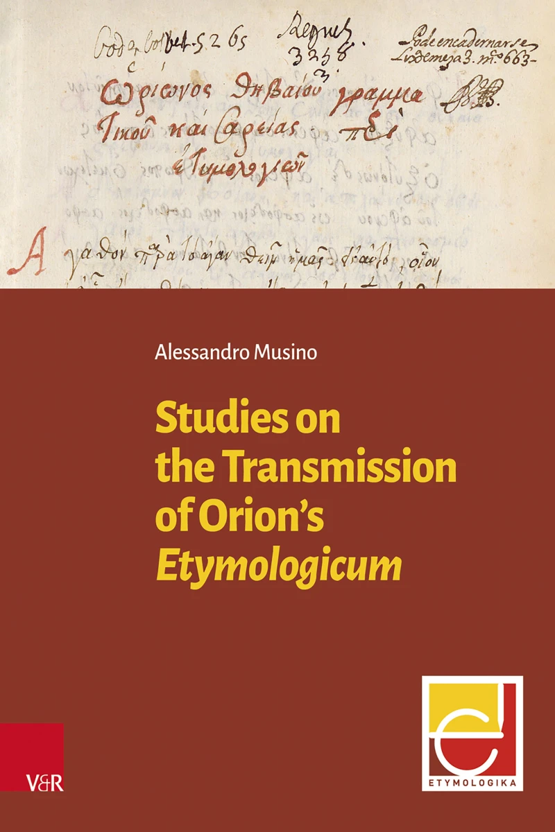 Portada: Studies on the Transmission of Orion's Etymologicum