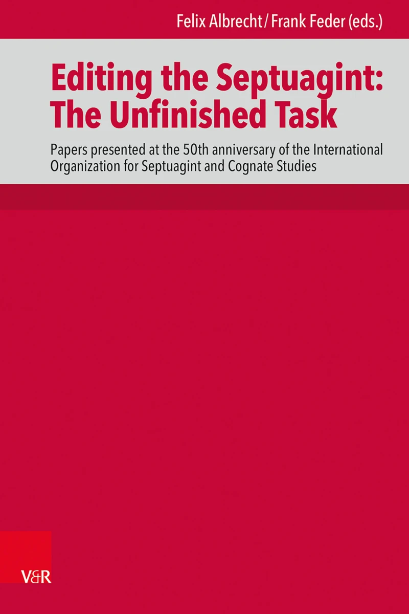 Portada: Editing the Septuagint: The Unfinished Task