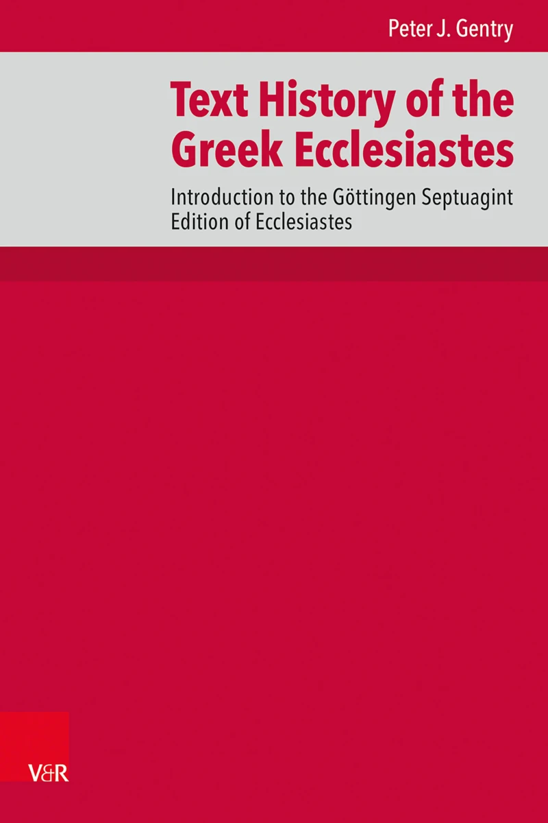 Portada: Text History of the Greek Ecclesiastes