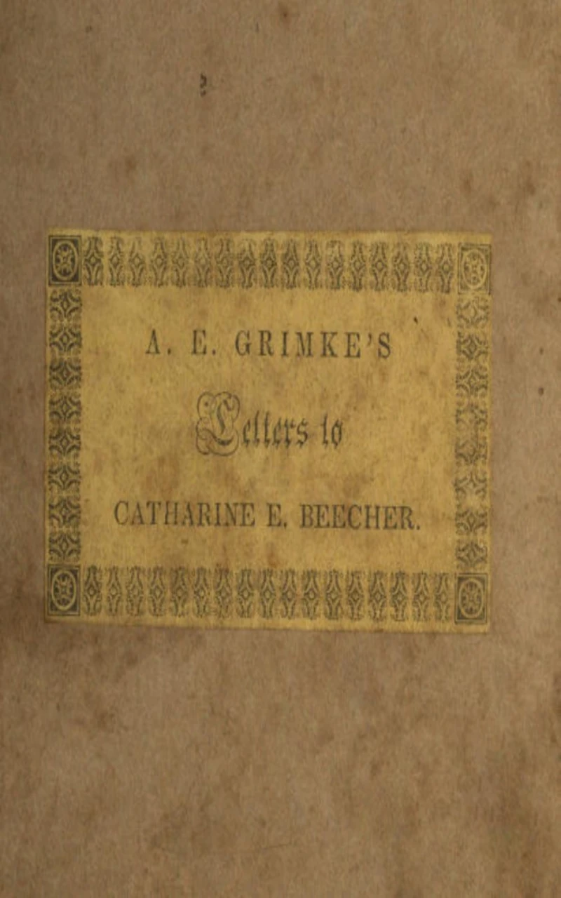 Portada: Letters to Catherine E. Beecher