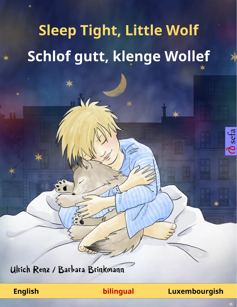 Portada: Sleep Tight, Little Wolf – Schlof gutt, klenge Wollef (English – Luxembourgish)