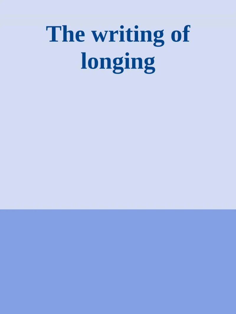 Portada: Scripture of longing