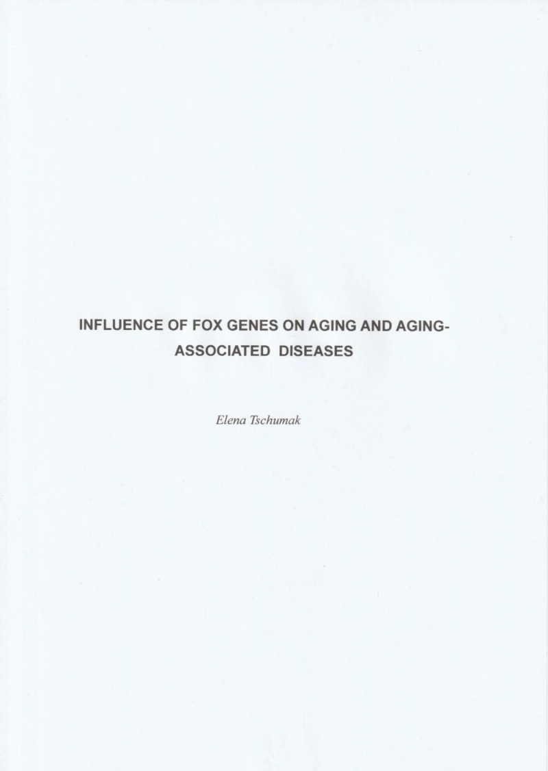 Portada: Influence of FOX genes on aging and aging-associated diseases