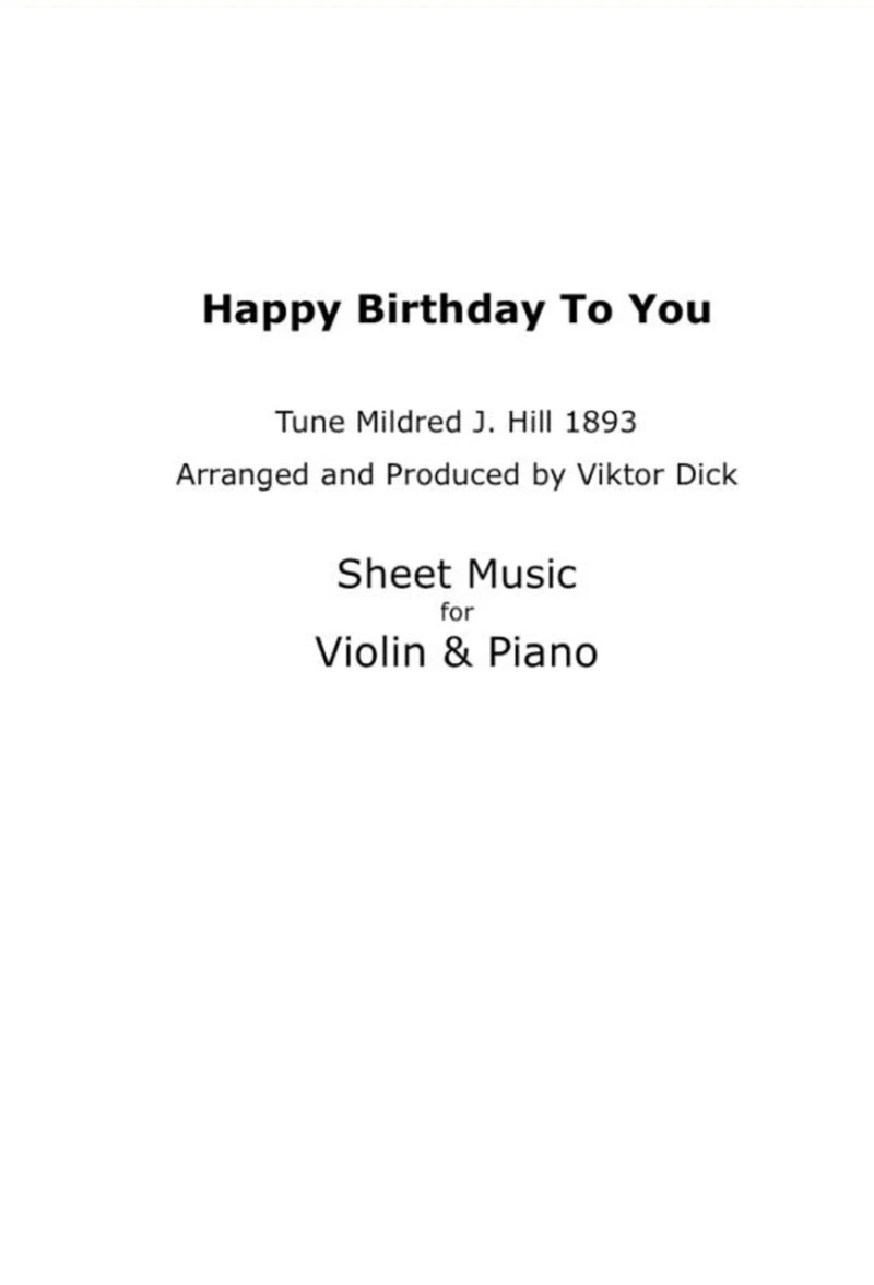 Portada: Happy Birthday to You - Tune Mildred J. Hill 1893