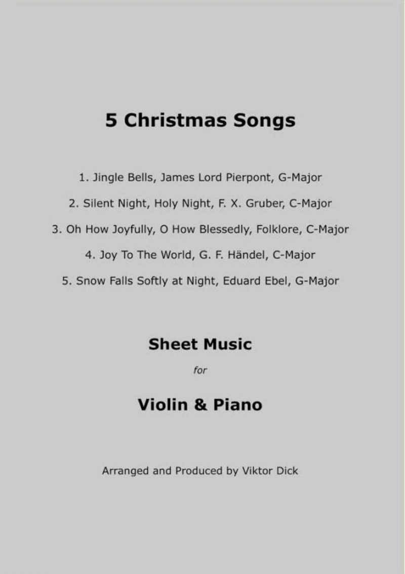 Portada: 5 Christmas Songs Sheet Music for Violin & Piano