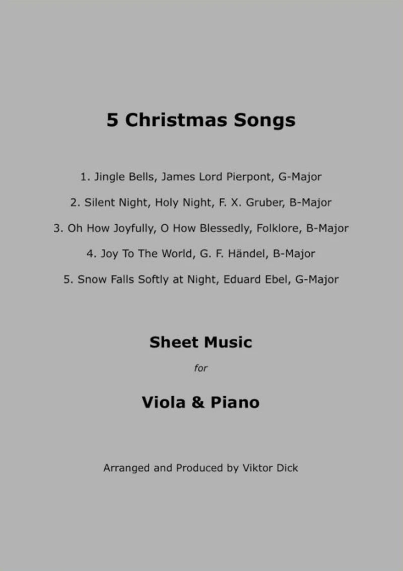 Portada: 5 Christmas Songs - Sheet Music for Viola & Piano