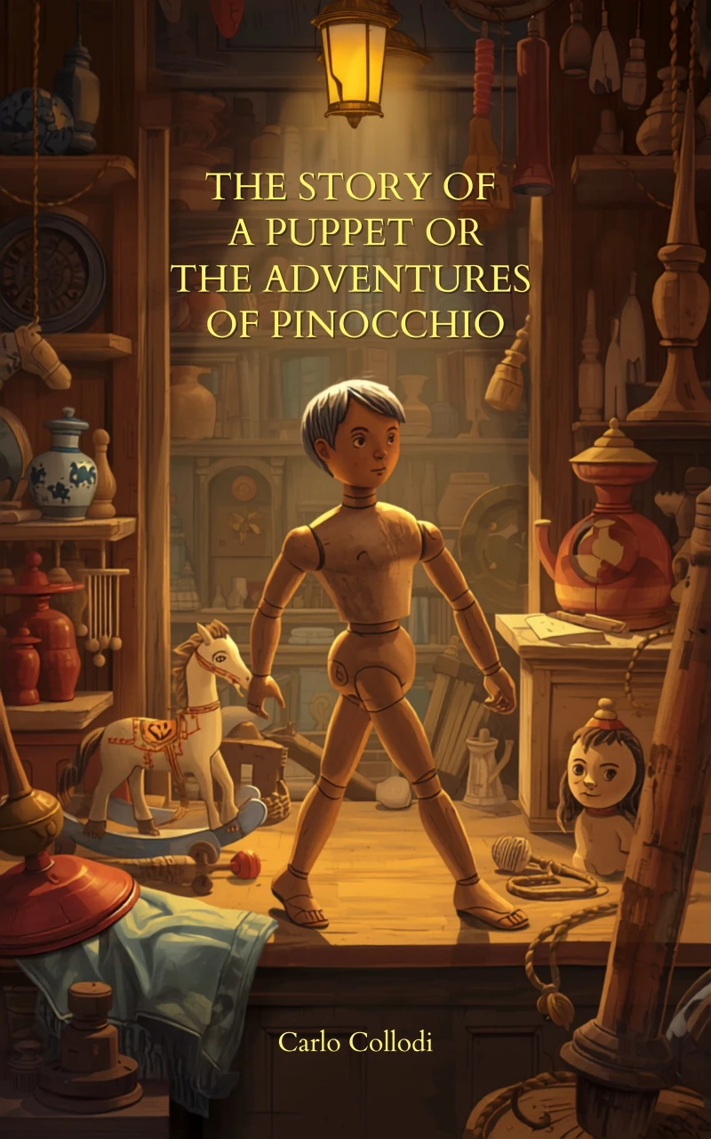 Portada: The Story of a Puppet or The Adventures of Pinocchio