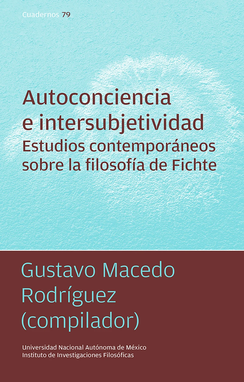 Portada: Autoconciencia e intersubjetividad. Estudios contemporáneos sobre la filosofía de Fichte