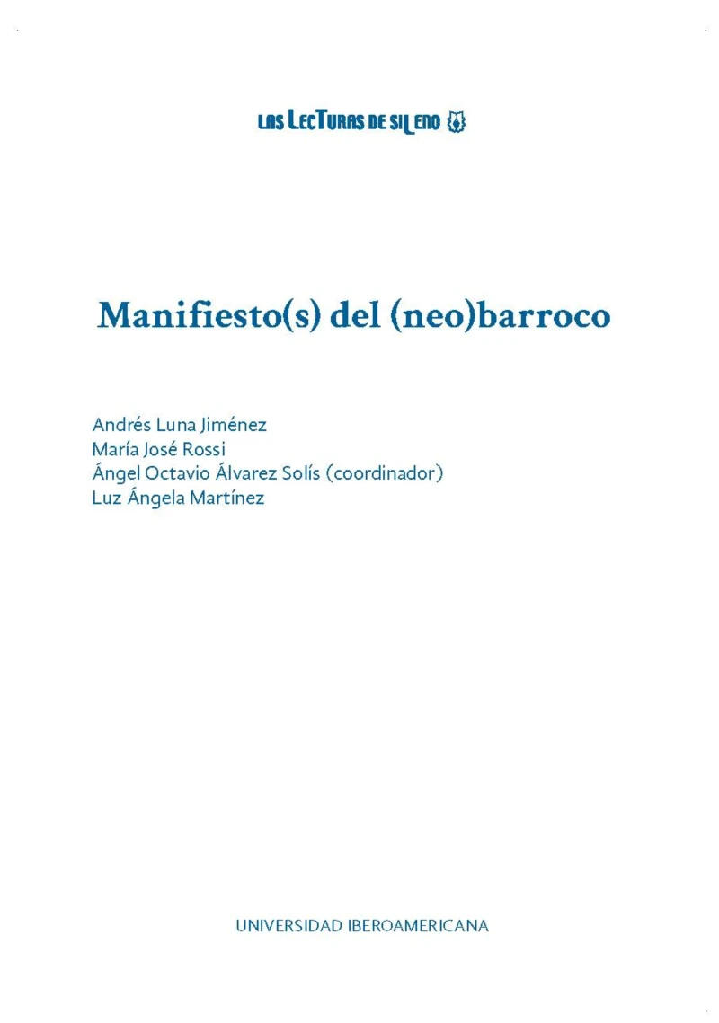 Portada: Manifiesto(s) del (neo)barroco