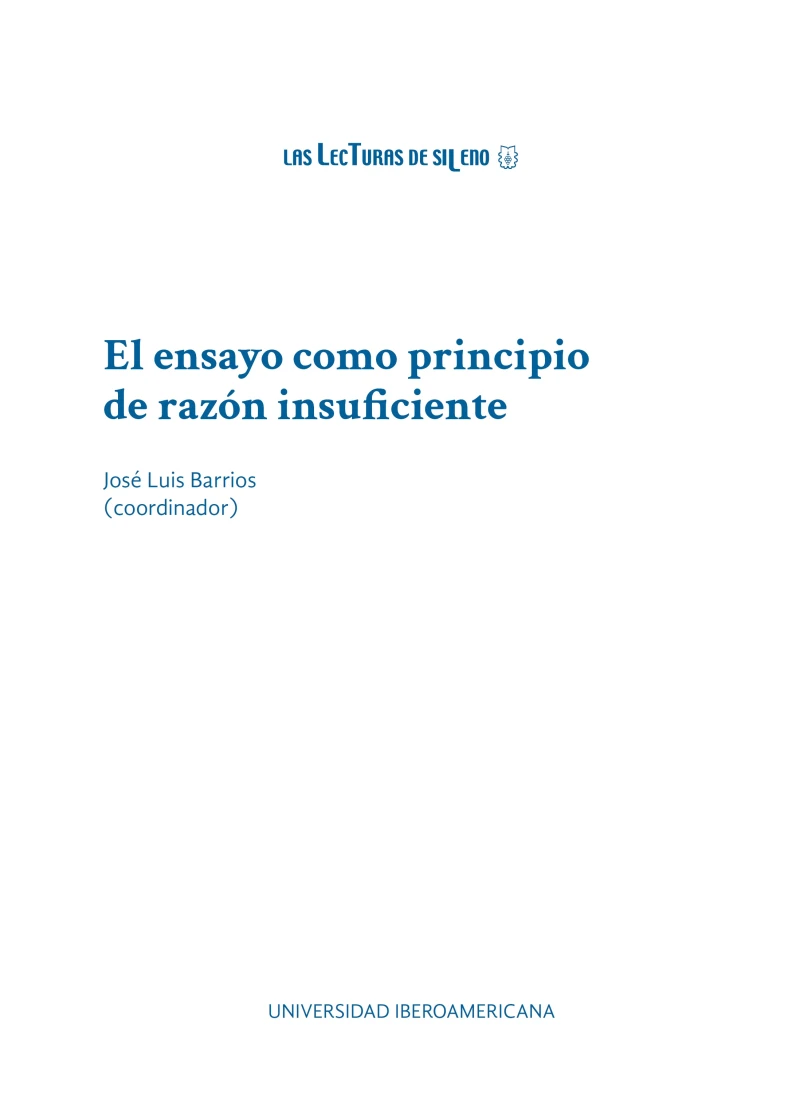 Portada: El ensayo como principio de razón insuficiente