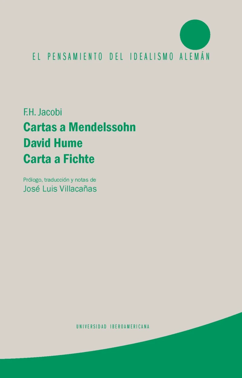 Portada: Cartas a Mendelssohn. David Hume. Carta a Fichte
