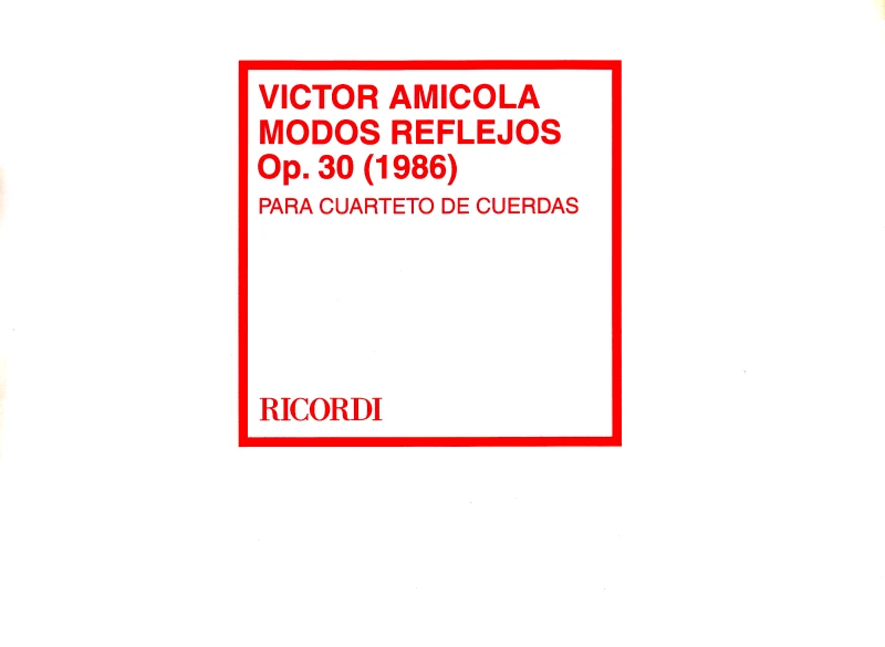Portada: Modos Reflejos, Op. 30 (1986). Víctor Amícola