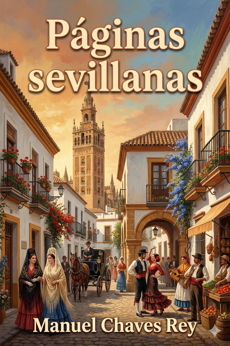 Portada: Páginas sevillanas / Sucesos Históricos, Personajes Célebres, Monumentos Notables, Tradiciones Populares, Cuentos Viejos, Leyendas y Curiosidades.