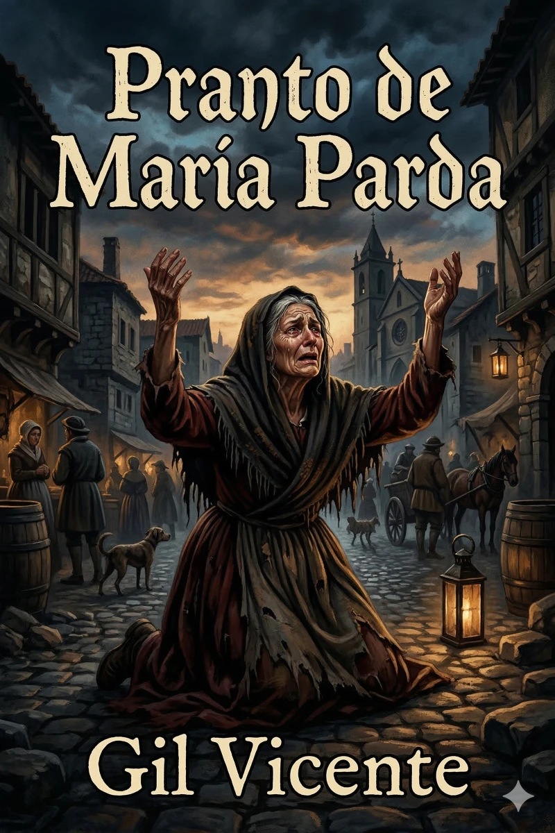 Portada: Pranto de Maria Parda / Porque vio as ruas de Lisboa com tão poucos ramos nas tavernas, e o vinho tão caro e ella não podia passar sem elle