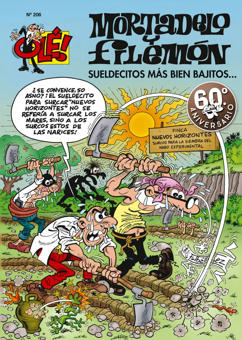 Portada: Mortadelo y Filemón. Sueldecitos más bien bajitos... (Olé! Mortadelo 206)