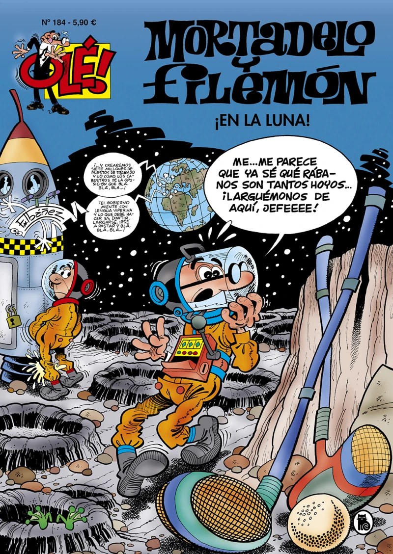 Portada: Mortadelo y Filemón. ¡En la luna! (Olé! Mortadelo 184)