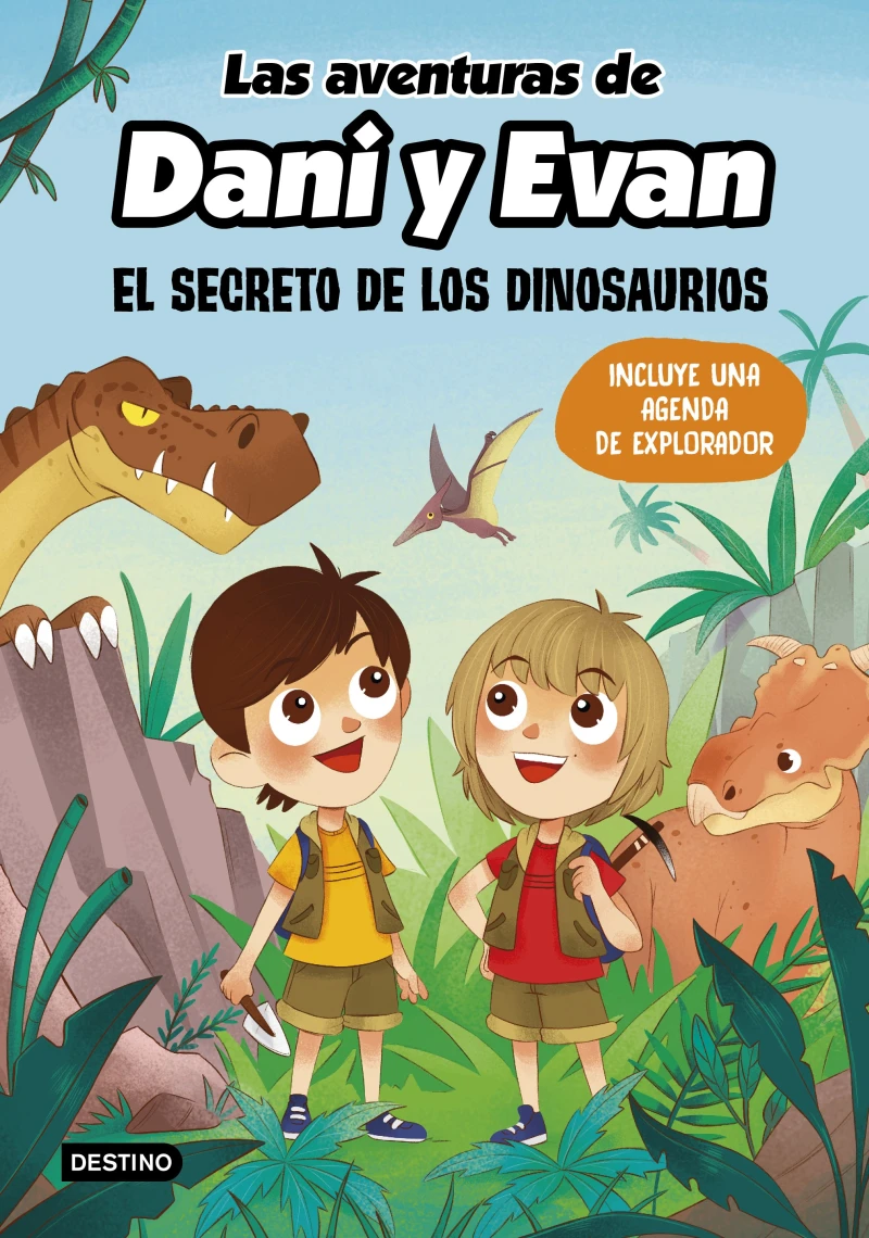 Portada: Las aventuras de Dani y Evan. El secreto de los dinosaurios