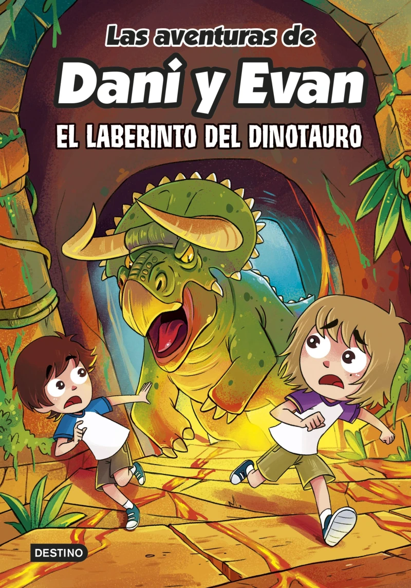Portada: Las aventuras de Dani y Evan 12. El laberinto del dinotauro