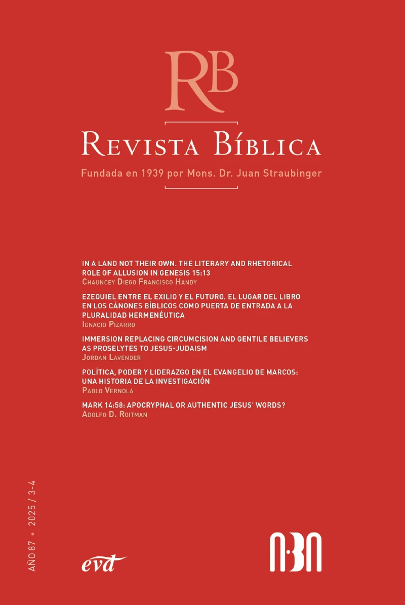 Portada: Revista Bíblica 2025/3-4 - Año 87