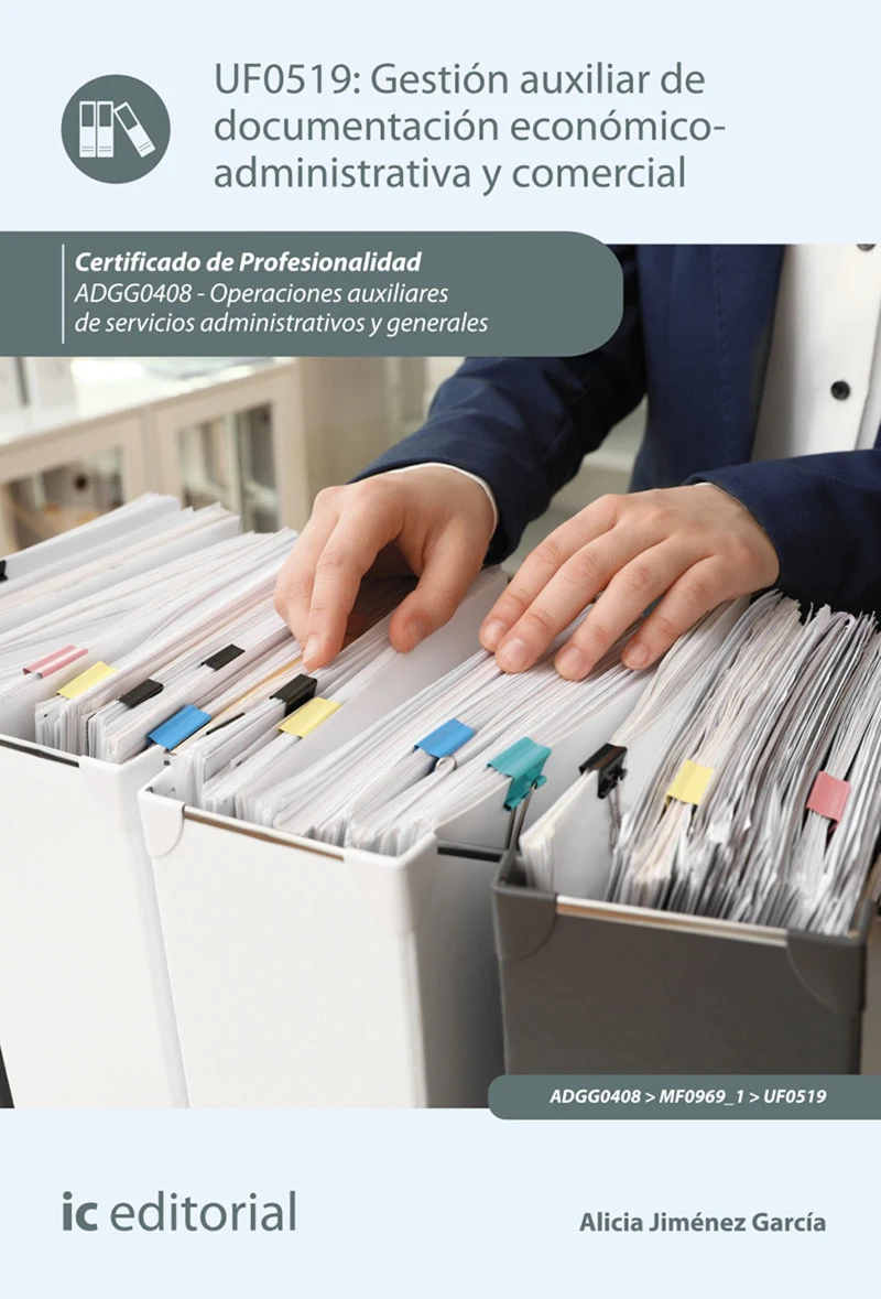 Portada: Gestión auxiliar de documentación económico-administrativa y comercial. ADGG0408