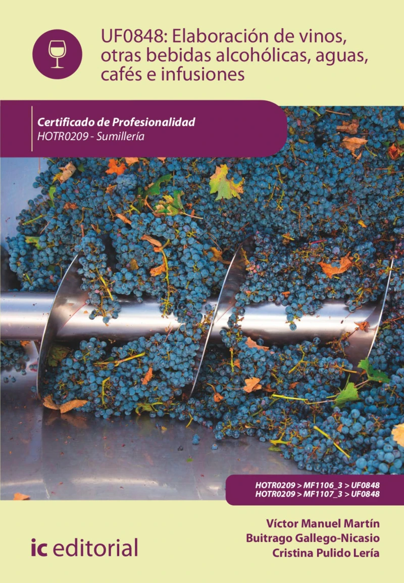 Portada: Elaboración de vinos, otras bebidas alcohólicas, aguas, cafés e infusiones. HOTR0209