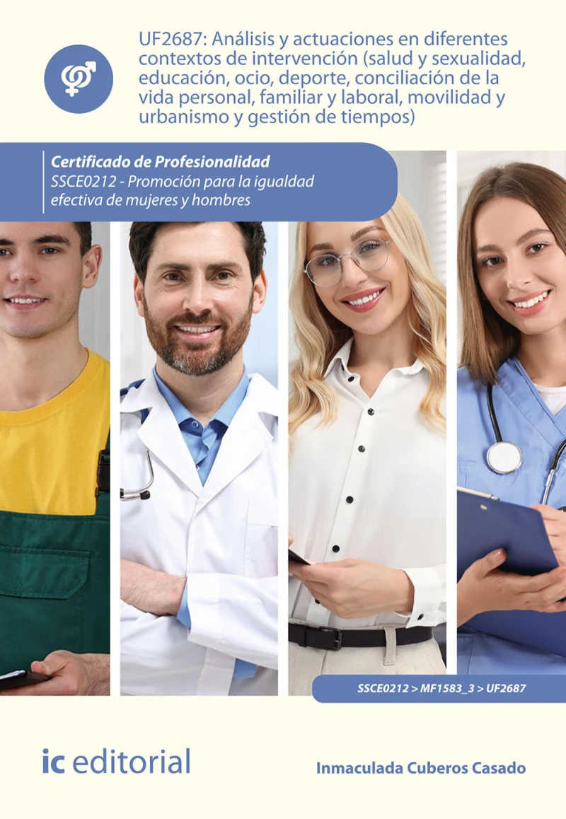 Portada: Análisis y actuaciones en diferentes contextos de intervención (salud y sexualidad, educación, ocio, deporte, conciliación de la vida personal, familiar y laboral, movilidad y urbanismo y gestión de tiempos). SSCE0212
