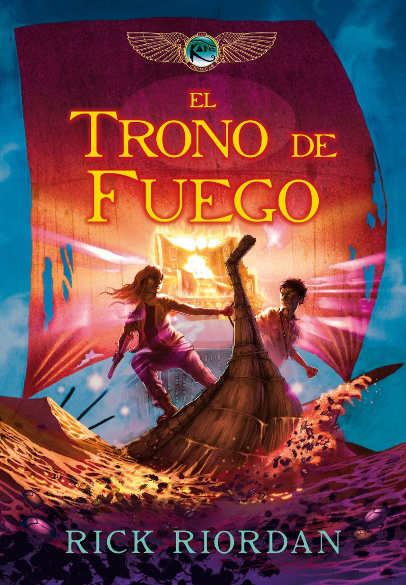 Portada: El Trono de Fuego (Las crónicas de los Kane 2)