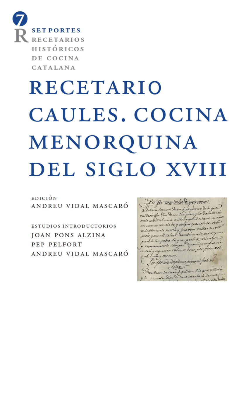 Portada: Receptario Caules. Cocina Menorquina del siglo XVIII