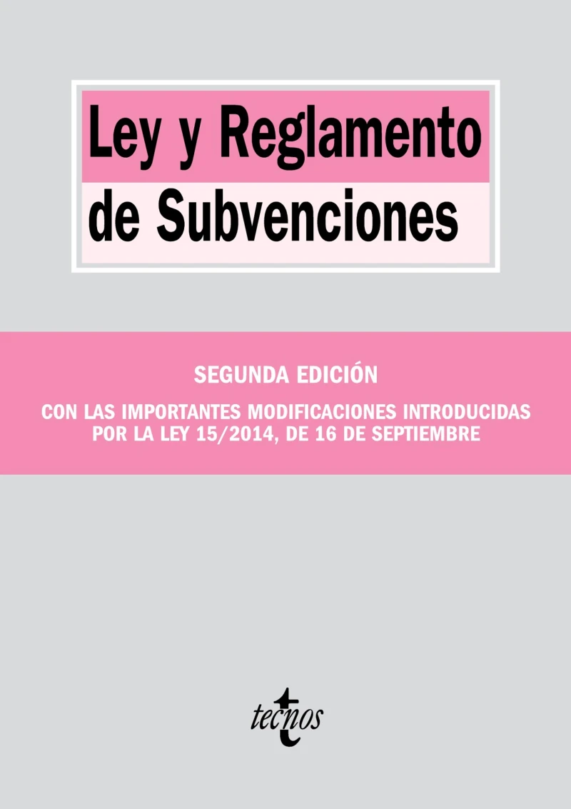 Portada: Ley y Reglamento de Subvenciones