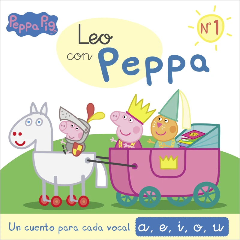 Portada: Peppa Pig. Lectoescritura - Leo con Peppa. Un cuento para cada vocal: a, e, i, o, u