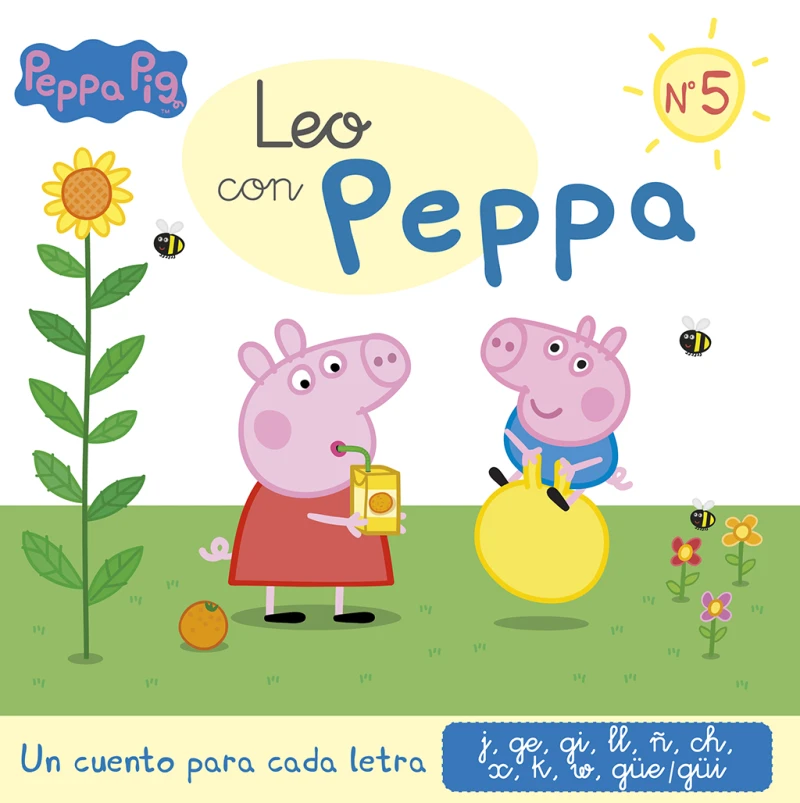 Portada: Peppa Pig. Lectoescritura - Leo con Peppa. Un cuento para cada letra: j, ge, gi, ll, ñ, ch, x, k, w, güe-güi