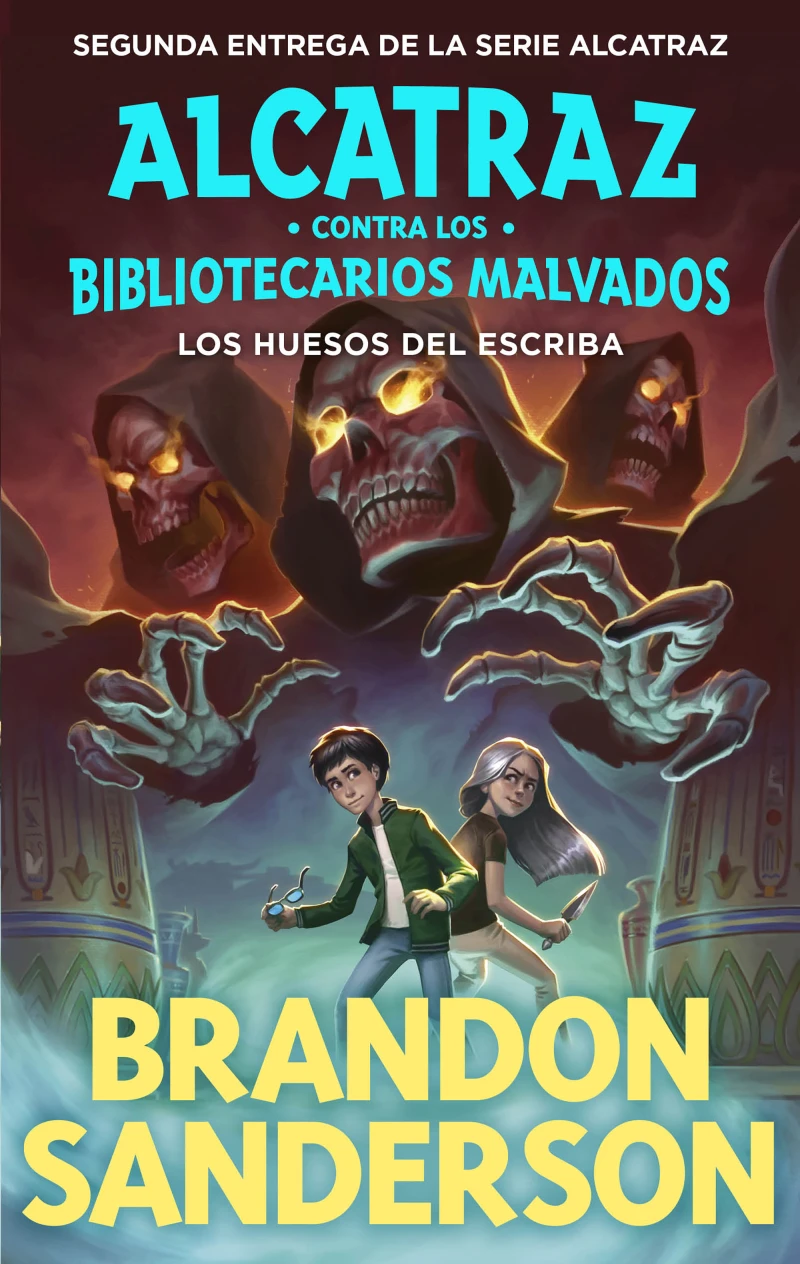 Portada: Los huesos del escriba (Alcatraz contra los Bibliotecarios Malvados 2)