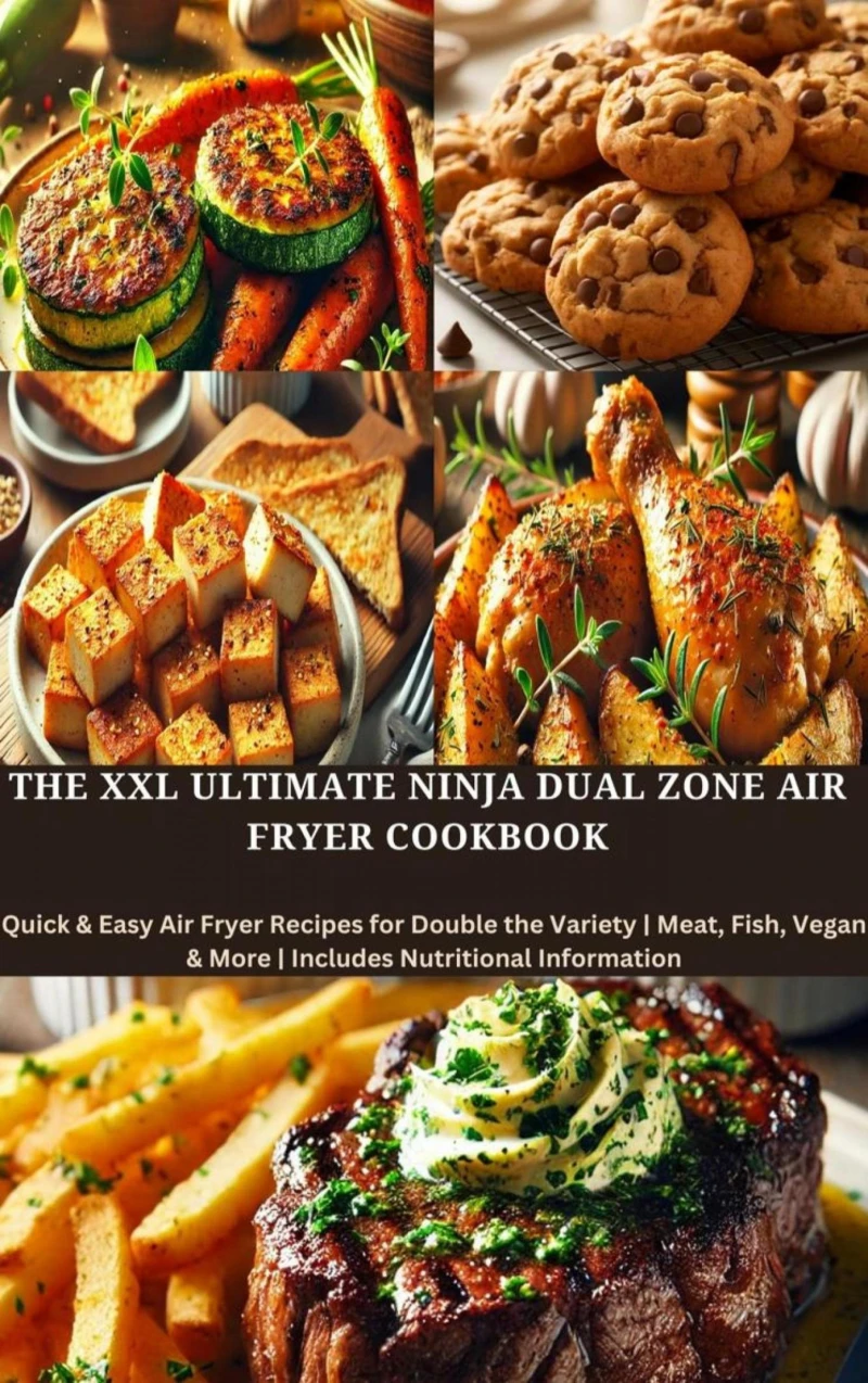 Portada: The XXL Ultimate Ninja Dual Zone Air Fryer Cookbook