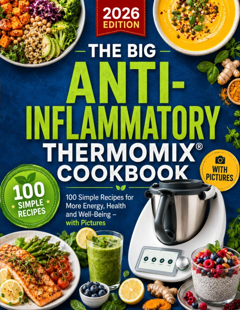 Portada: THE BIG ANTI-INFLAMMATORY THERMOMIX® COOKBOOK 100 Simple Recipes for More Energy, Health and Well-Being – with Pictures