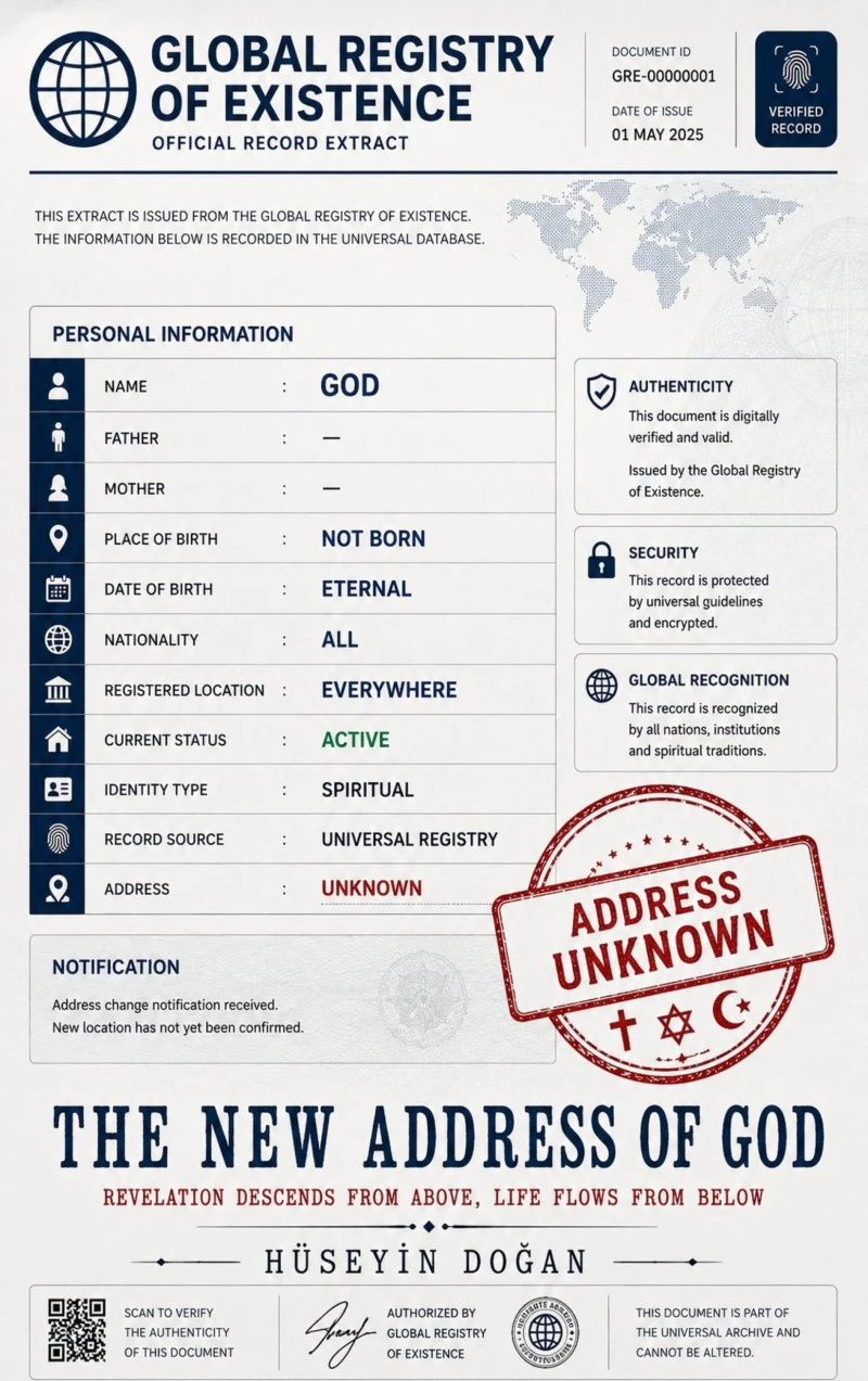 Portada: THE NEW ADDRESS OF GOD