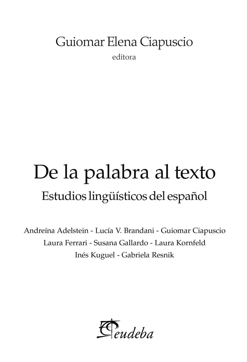 Portada: De la palabra al texto