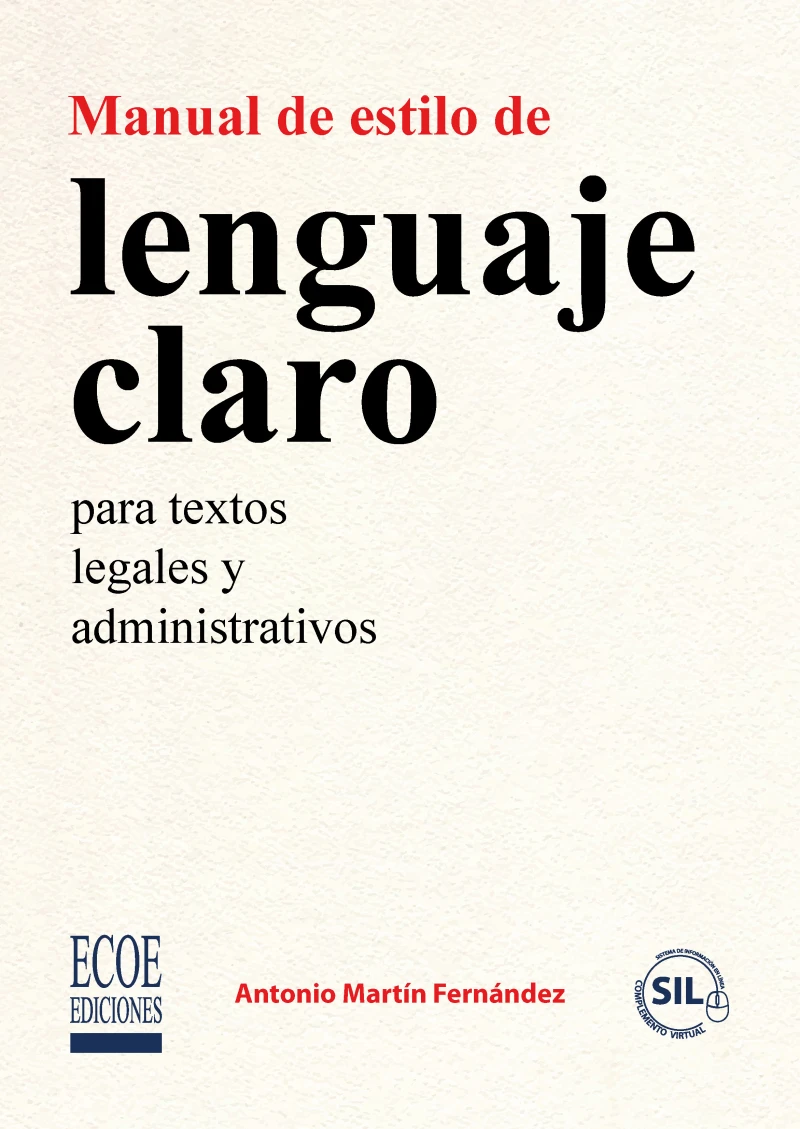 Portada: Manual de estilo de lenguaje claro para textos legales y administrativos