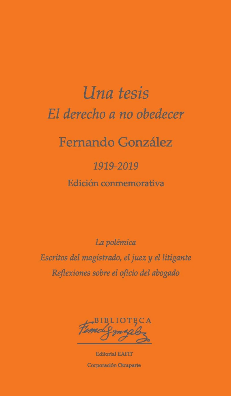 Portada: Una tesis. El derecho a no obedecer