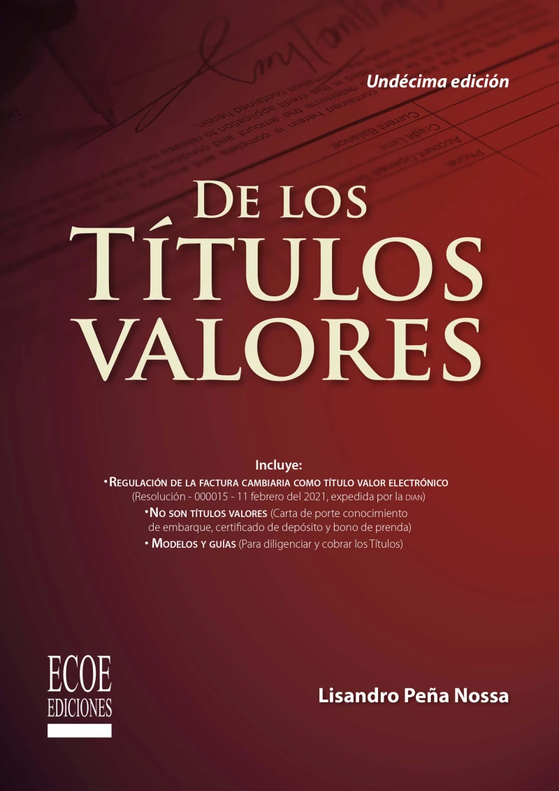 Portada: De los títulos valores - 11ma edición